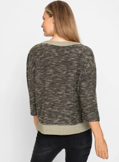 3/4 Arm-Pullover mit Kontrast-Blenden