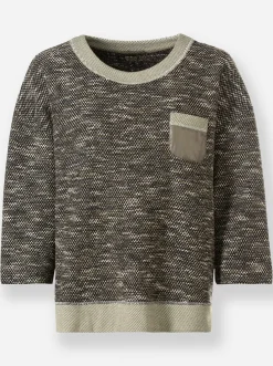 3/4 Arm-Pullover mit Kontrast-Blenden