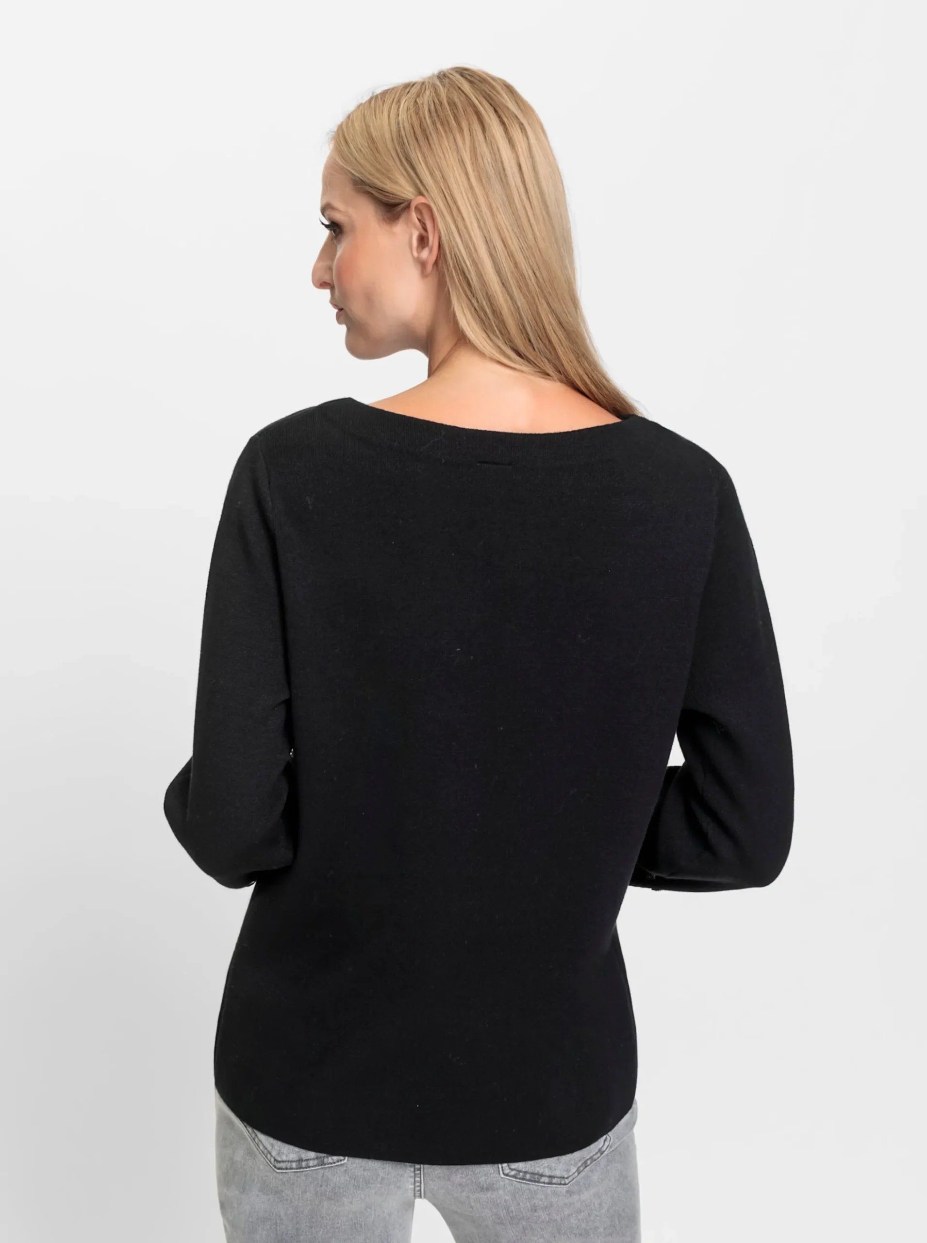 3/4 Arm-Pullover mit Steinchenverzierung