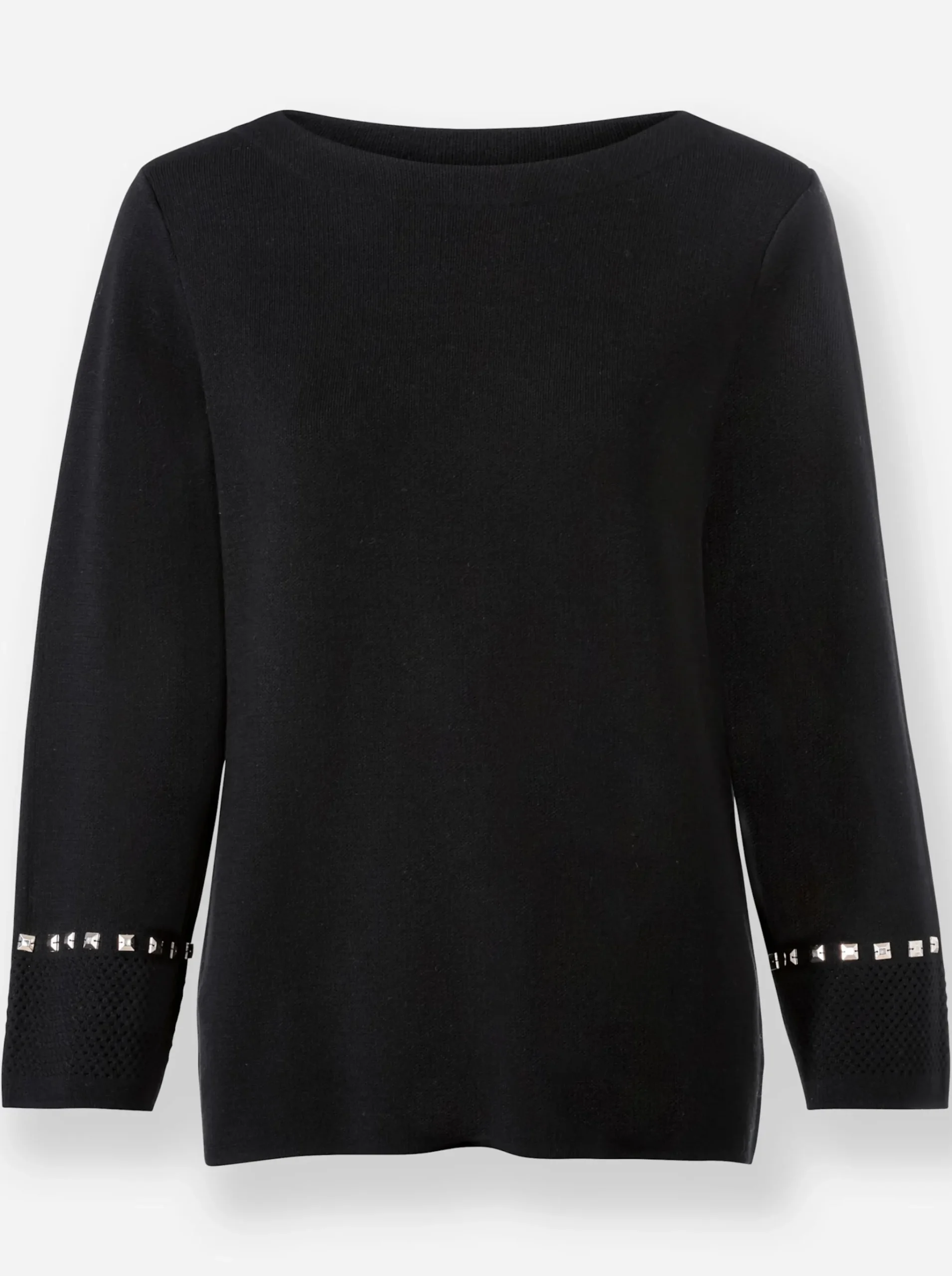 3/4 Arm-Pullover mit Steinchenverzierung
