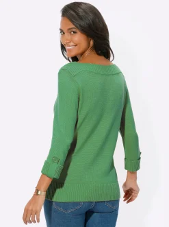 3/4 Arm-Pullover mit Zierriegel am Ärmel