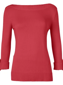 3/4 Arm-Pullover mit Zierriegel am Ärmel