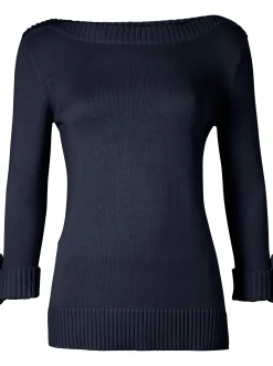 3/4 Arm-Pullover mit Zierriegel am Ärmel