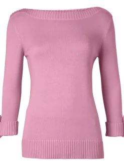 3/4 Arm-Pullover mit Zierriegel am Ärmel