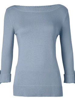 3/4 Arm-Pullover mit Zierriegel am Ärmel