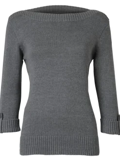 3/4 Arm-Pullover mit Zierriegel am Ärmel