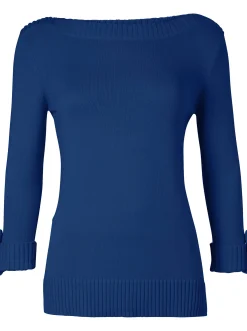 3/4 Arm-Pullover mit Zierriegel am Ärmel