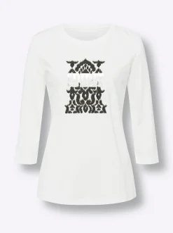 3/4-Arm-Shirt mit Glanz-Schrift