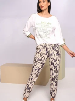 3/4-Arm-Shirt mit glänzendem Print
