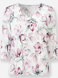3/4-Arm-Shirt mit herzförmigem Ausschnitt