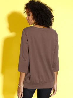 3/4-Arm-Shirt mit hohem Saum-Bündchen