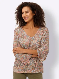 3/4-Arm-Shirt mit Paisley-Muster