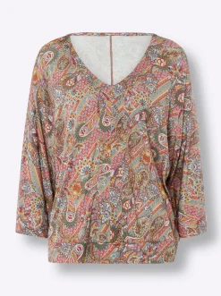 3/4-Arm-Shirt mit Paisley-Muster