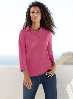 3/4-Arm-Shirt mit Polokragen