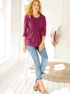3/4-Arm-Shirt mit Raffungen