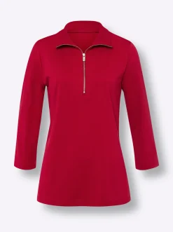 3/4-Arm-Shirt mit Reißverschluss