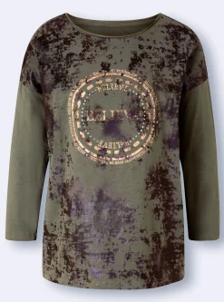 3/4-Arm-Shirt mit Stickerei-Motiv