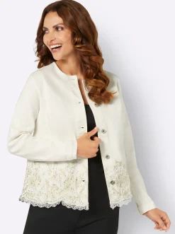 Blusenblazer mit Stickerei und Glitzersteinchen