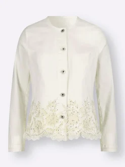 Blusenblazer mit Stickerei und Glitzersteinchen