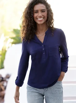 Blusenshirt mit kurzer Knopfleiste