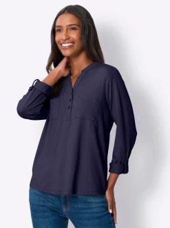 Blusenshirt mit kurzer Knopfleiste