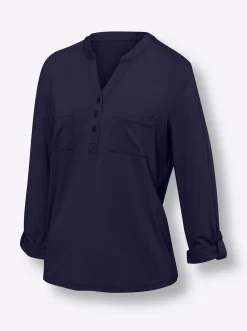 Blusenshirt mit kurzer Knopfleiste