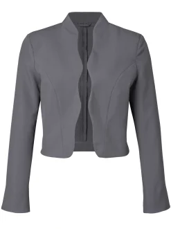 Bolerojacke mit Wellenabschluss, Stehkragen