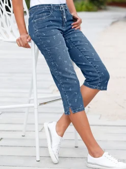 Caprijeans mit rückwärtigem Sattel