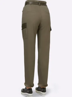 Cargohose mit Lederimitat-Details