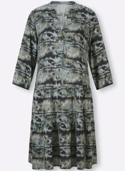 Druckkleid mit elastischen Bündchen