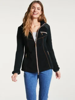 Fleecejacke mit gestrickten Ärmeln