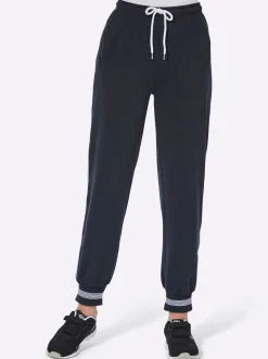 Freizeithose mit Ripp-Abschlüssen