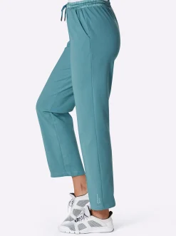 Freizeithose mit Satinbesatz am Bund
