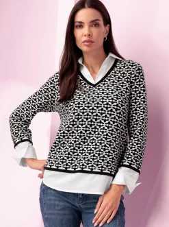 2-in-1-Pullover Mit Blusen-Einsatz