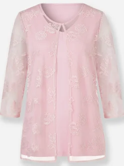 2-in-1-Shirt mit Blüten-Spitze