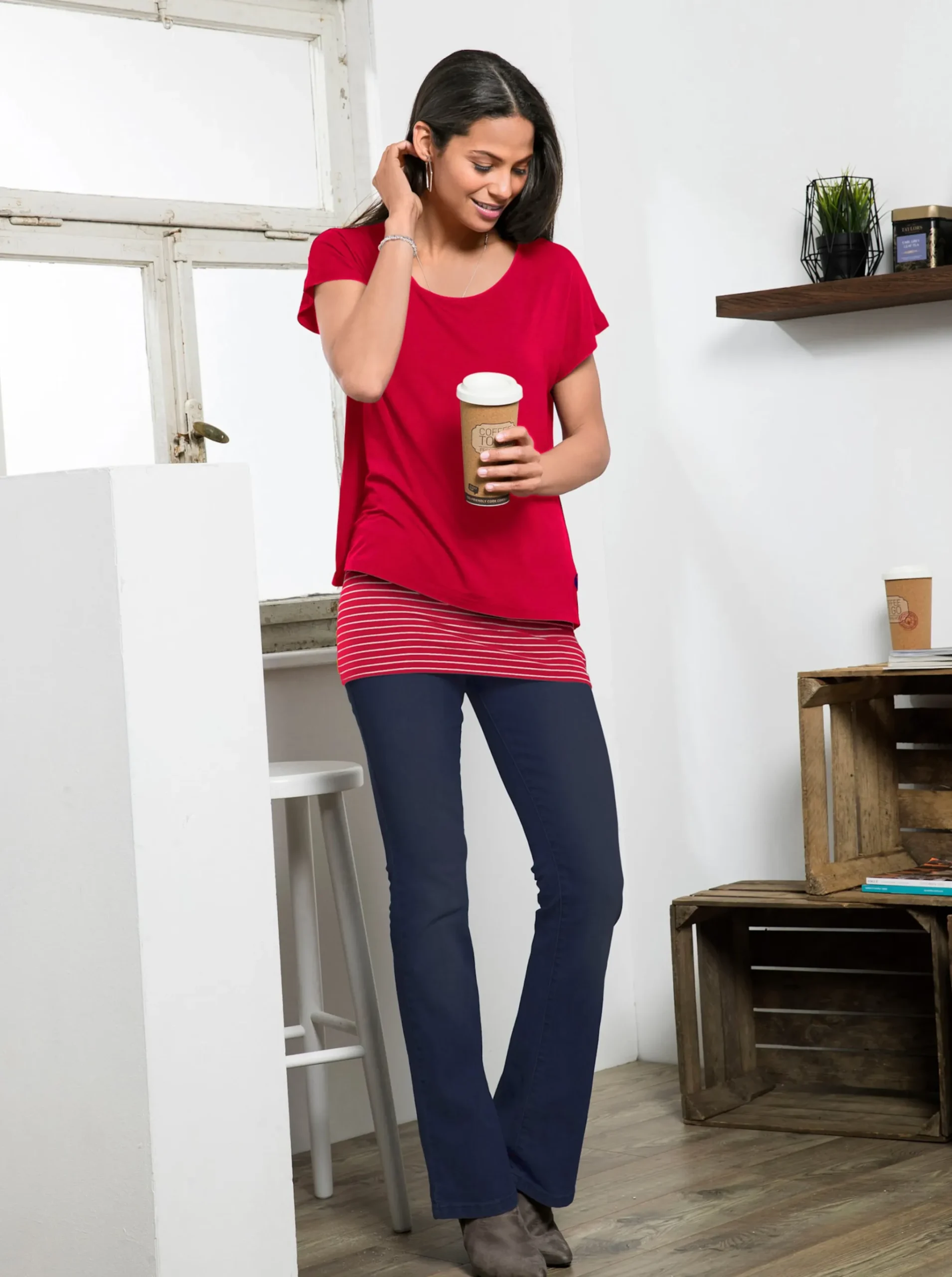 2-in-1-Shirt mit Ringel-Top