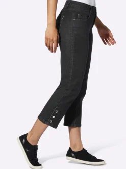 7/8-Jeans mit Zierknöpfen am Beinabschluss