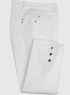 7/8-Jeans mit Zierknöpfen am Beinabschluss