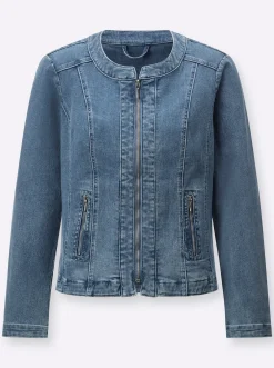 Jeansblazer mit Schulterpolstern