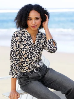 Jersey-Bluse mit Herz-Print