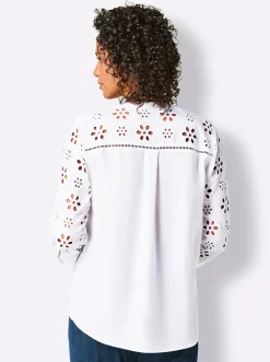 Klassische Bluse mit attraktiver Lochstickerei