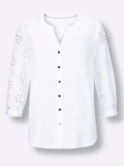 Klassische Bluse mit attraktiver Lochstickerei