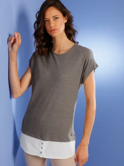 Kurzarmshirt im Leinen-Viskose-Mix