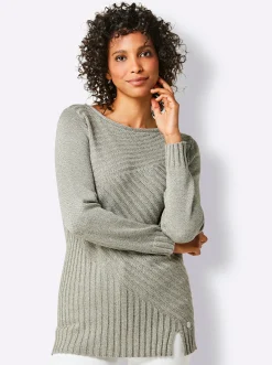 Langarm-Pullover in Rippenstrick