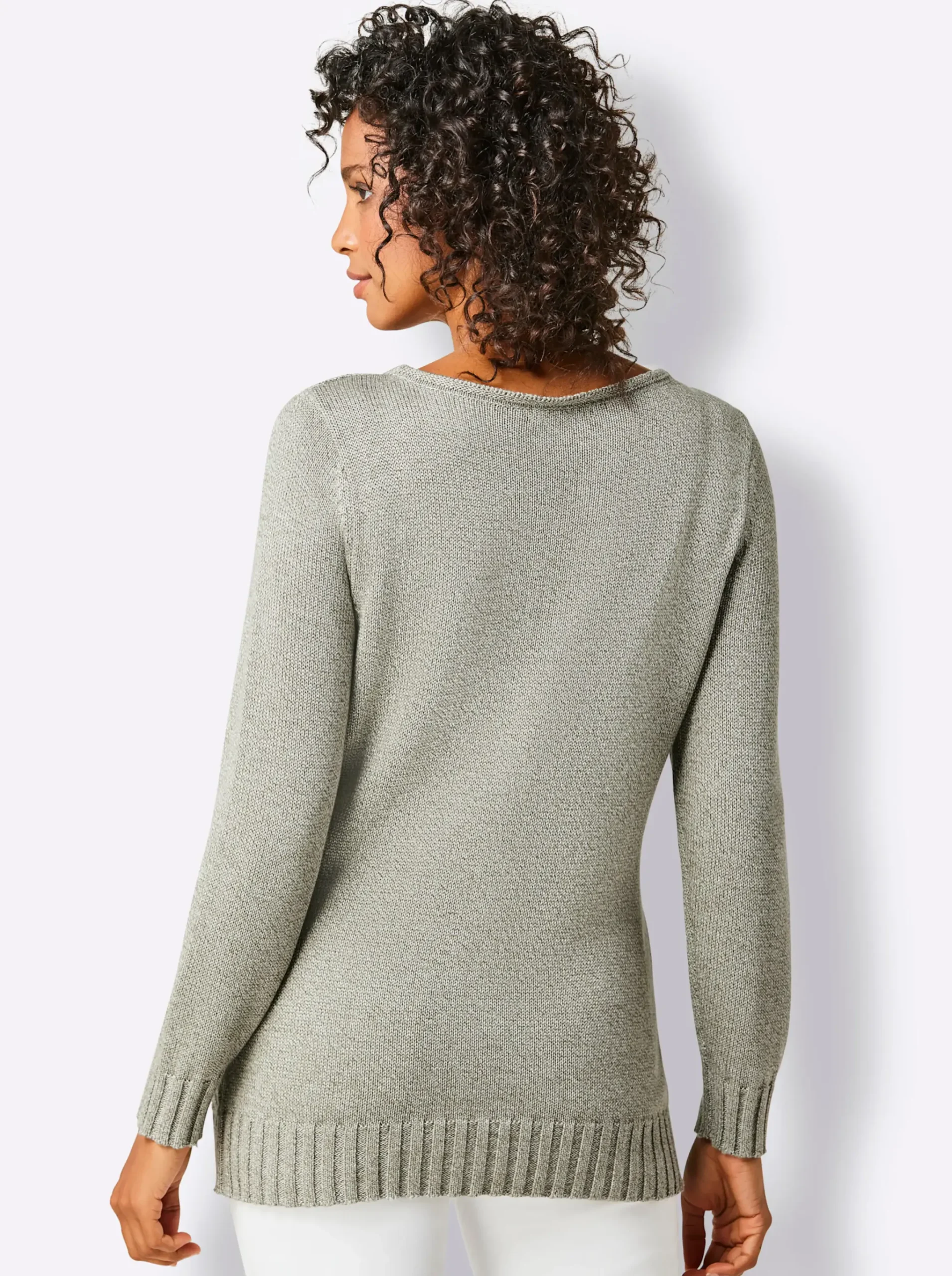 Langarm-Pullover in Rippenstrick