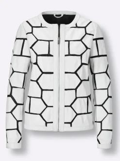 Lederblazer in Patch-Optik mit Mesh-Einsätzen