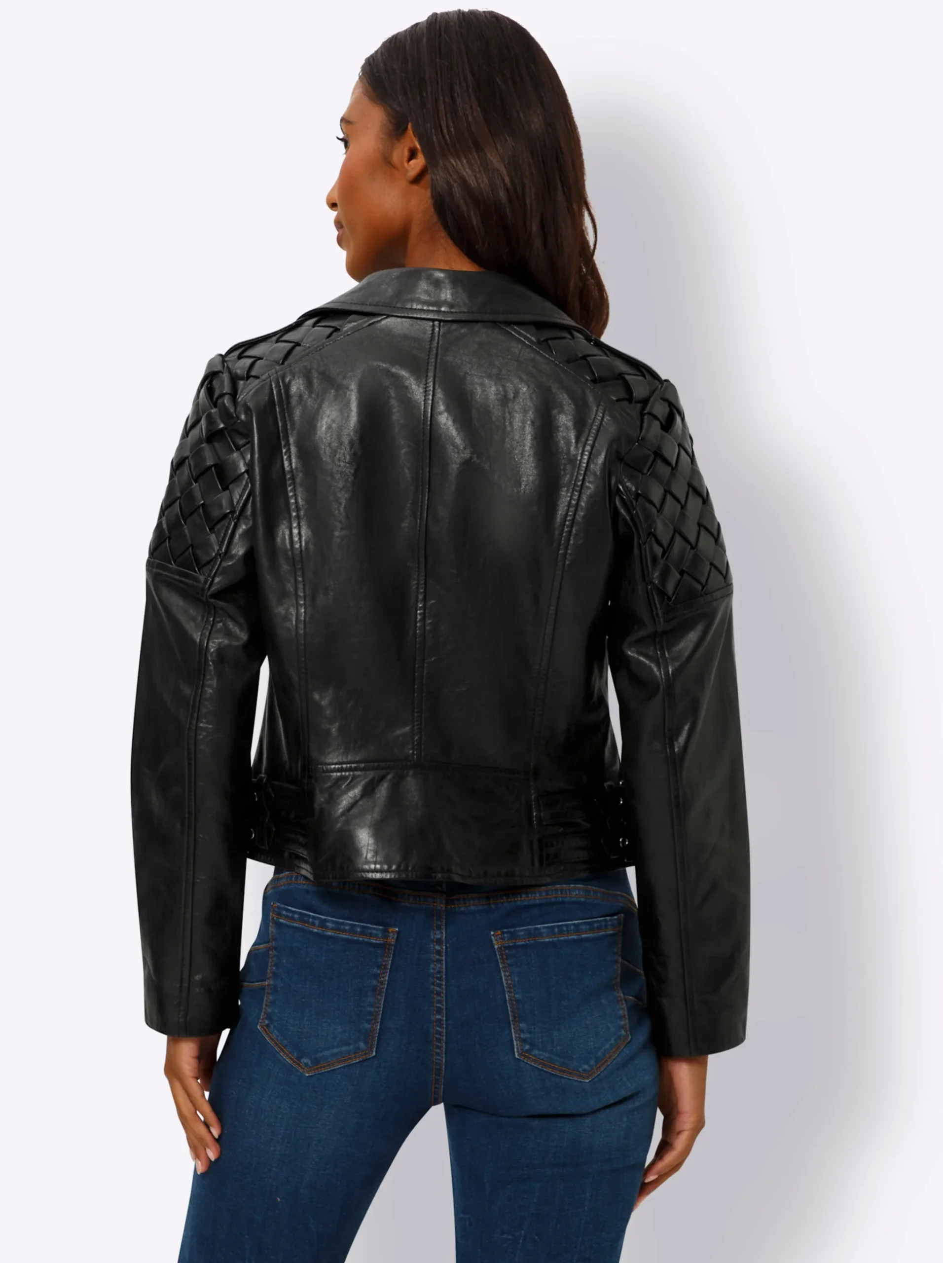 Lederjacke mit Flecht-Einsatz