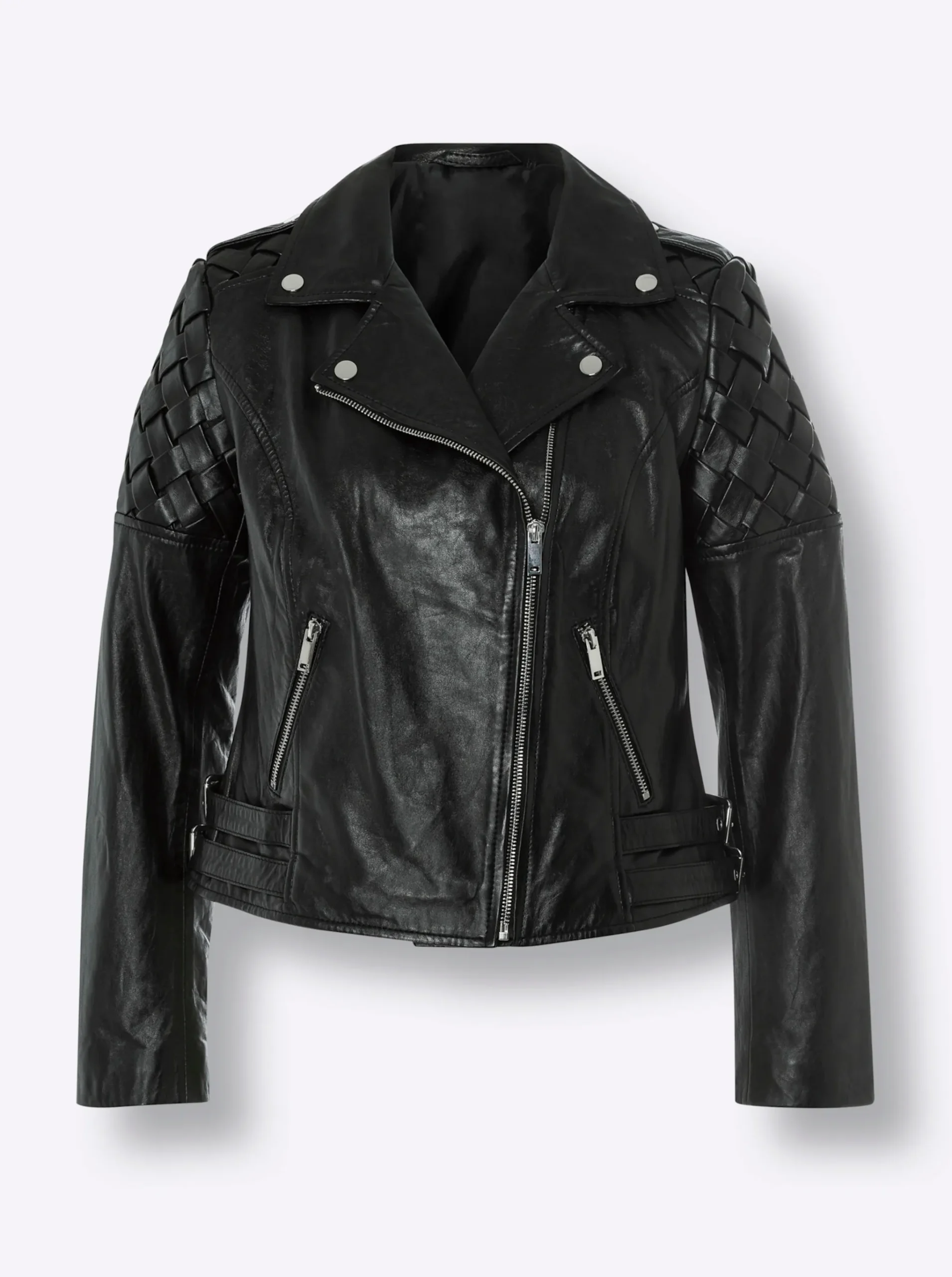 Lederjacke mit Flecht-Einsatz