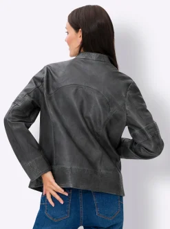Lederjacke mit 2-Wege-Reißverschluss