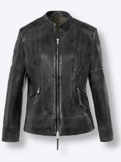 Lederjacke mit 2-Wege-Reißverschluss